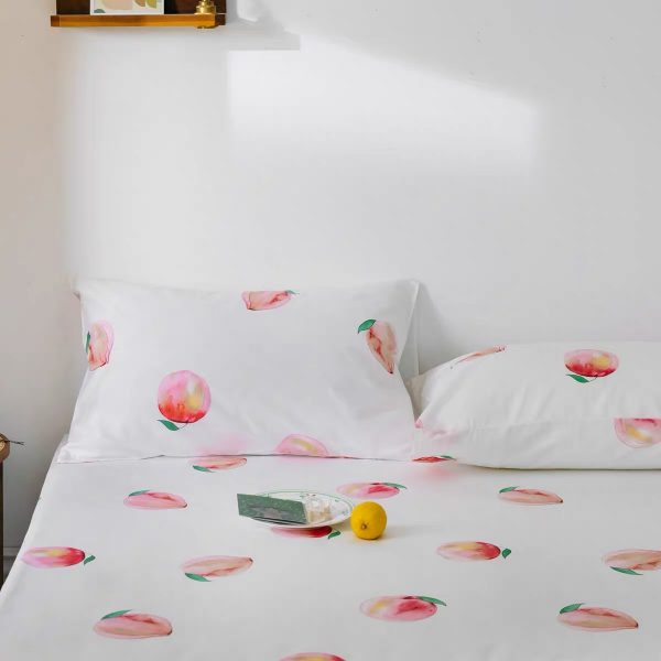 Bộ chăn ga gối 5 món cotton 100% hoạ tiết đào tiên - Image 2