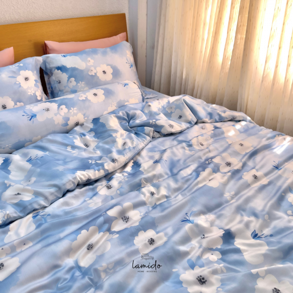 Chăn chần lụa tencel Bông Xanh Trắng 18 11 34