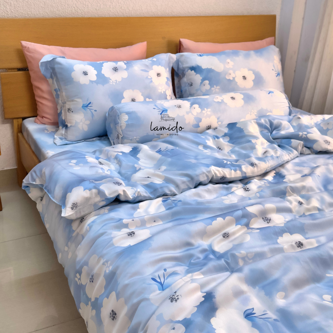 Chăn chần lụa tencel Bông Xanh Trắng 7 Chăn chần lụa tencel Bông Xanh Trắng - Image 7