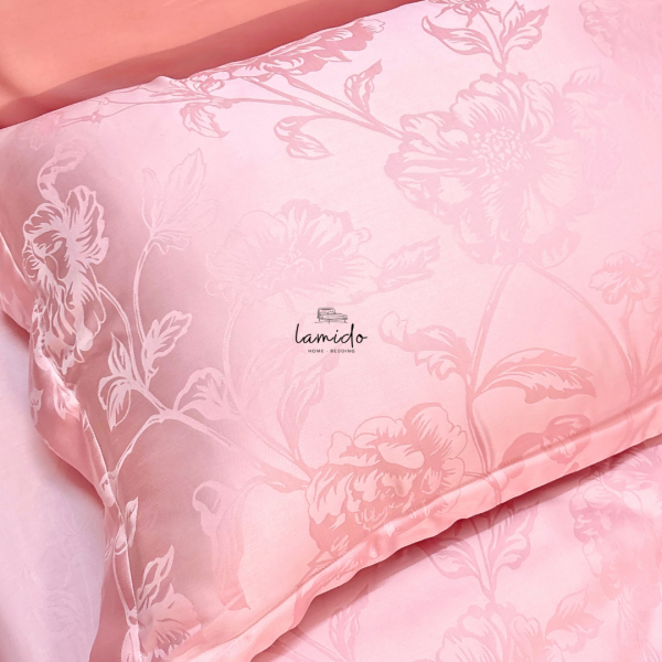 Vỏ gối ôm lụa tencel Hoa Hồng Phấn Dệt Kim
