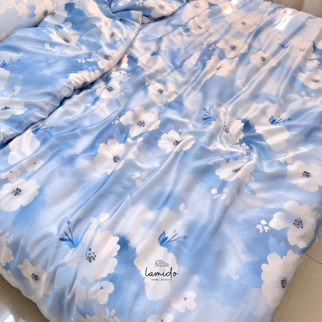 Chăn chần lụa tencel Bông Xanh Trắng 8 Chăn chần lụa tencel Bông Xanh Trắng - Image 8