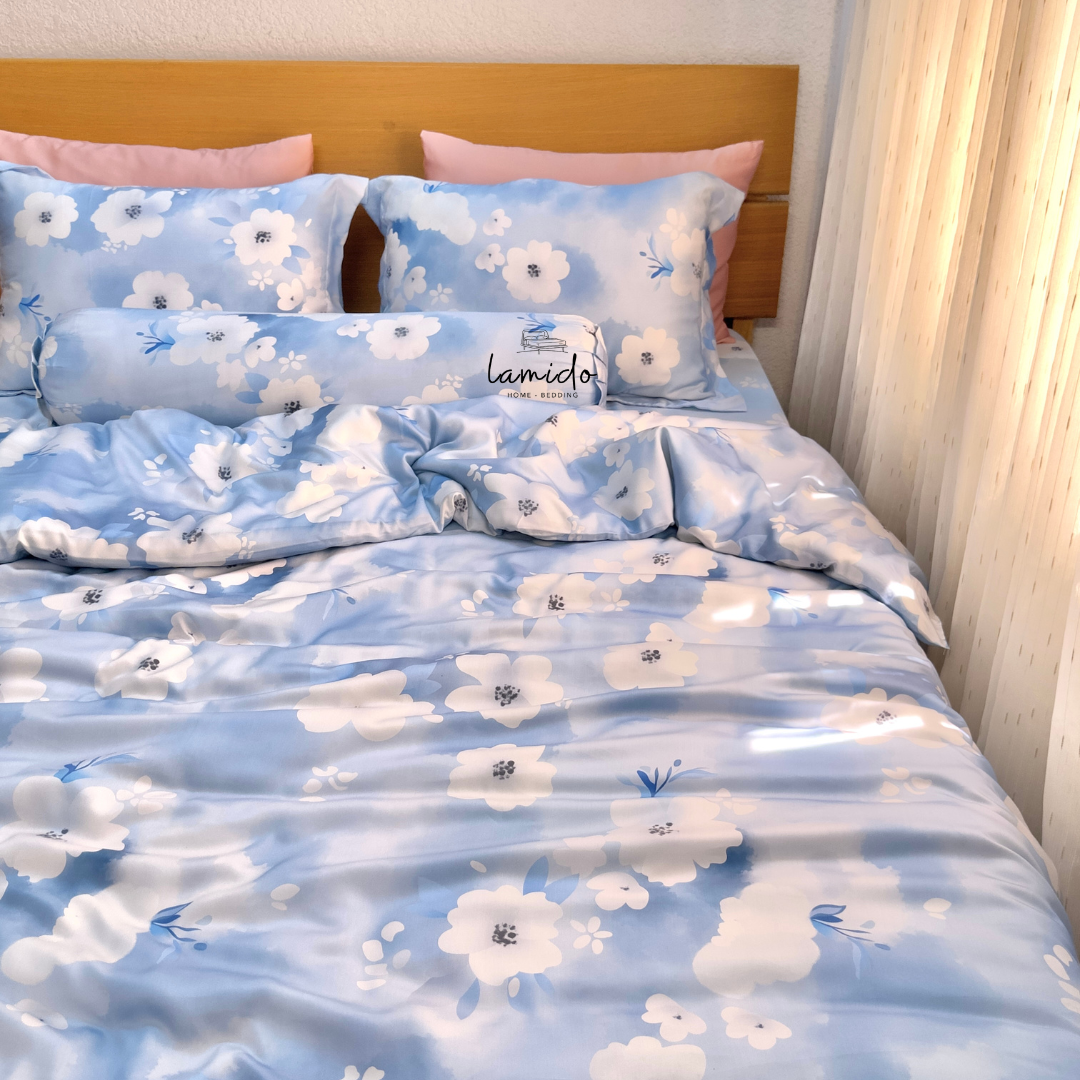 Chăn chần lụa tencel Bông Xanh Trắng 2 Chăn chần lụa tencel Bông Xanh Trắng - Image 2