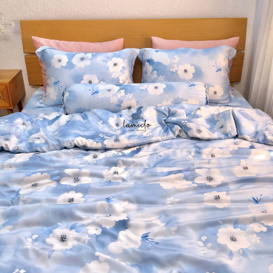 Chăn chần lụa tencel Bông Xanh Trắng 4 Chăn chần lụa tencel Bông Xanh Trắng - Image 4
