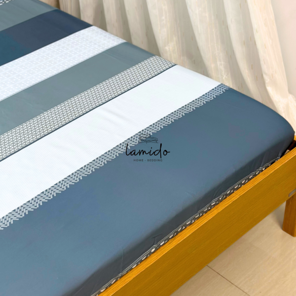 Ga trải giường lụa tencel 80s Sọc Xanh Xám - Image 2