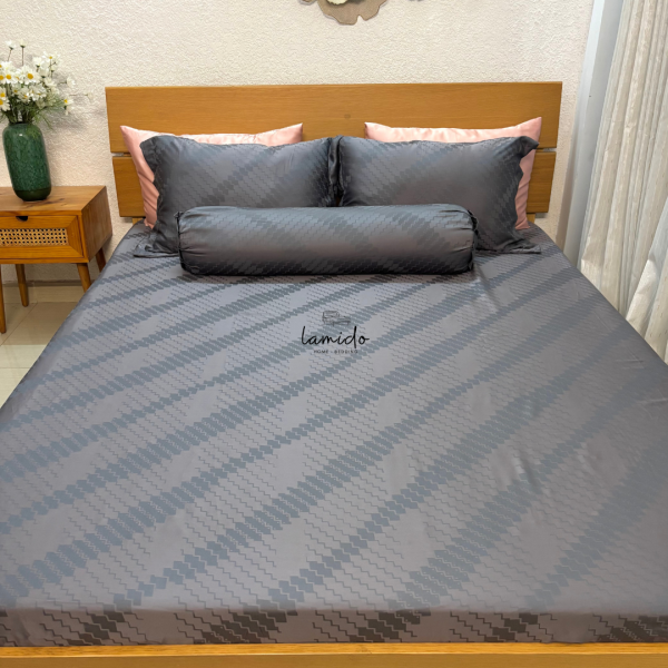 Ga trải giường lụa Tencel 80s Xám Ô Dệt kim