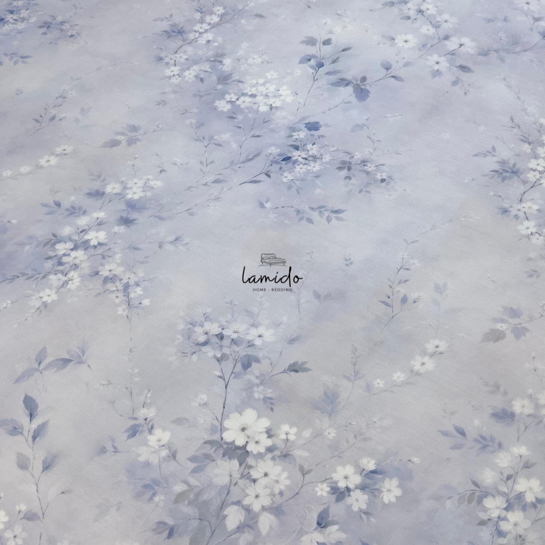 Ga trải giường lụa tencel 80s Hoa Xanh 2 Ga trải giường lụa tencel 80s Hoa Xanh - Image 2