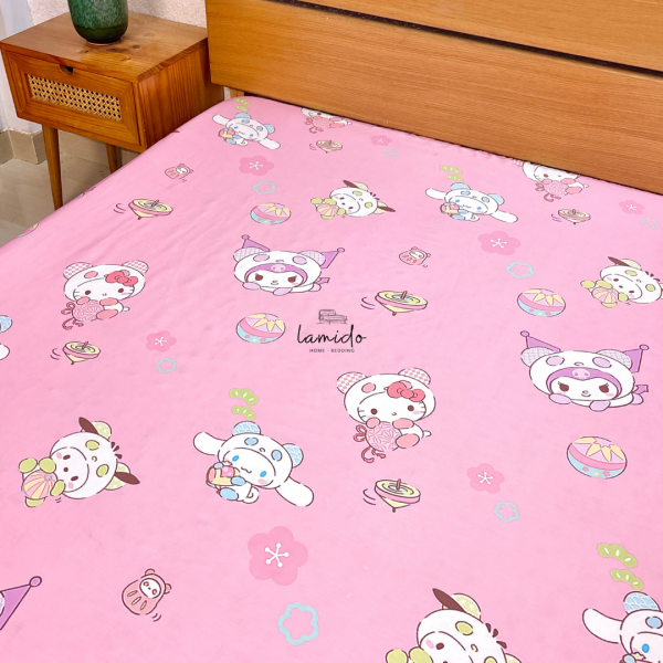 Ga trải giường lụa Tencel 80s mẫu Kurumi Hồng
