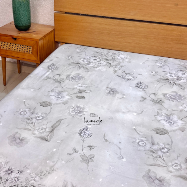 Bộ chăn ga gối 5 món lụa tencel Hoa Xám 24 1 63