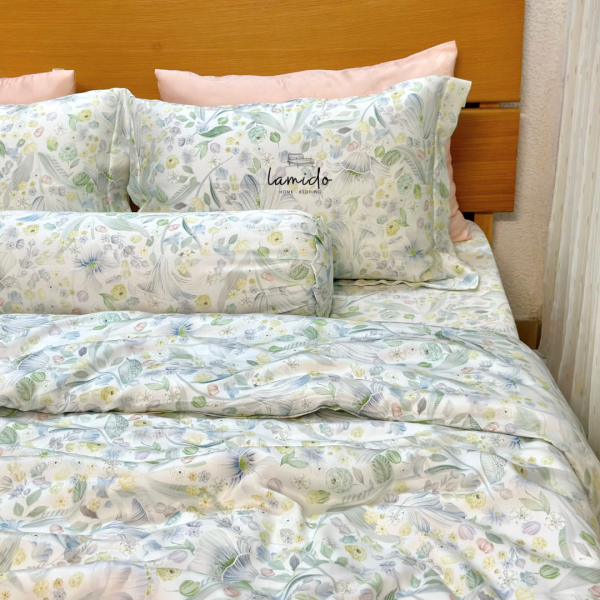 Bộ chăn ga gối 5 món lụa Tencel 80s Cỏ Xanh 18 10 20