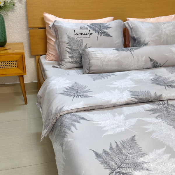 Ga trải giường lụa tencel 80s Lá xám