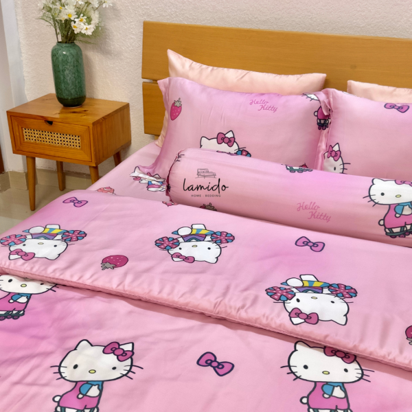 Bộ chăn ga gối 5 món tencel 80s Kitty 3 8 10 22