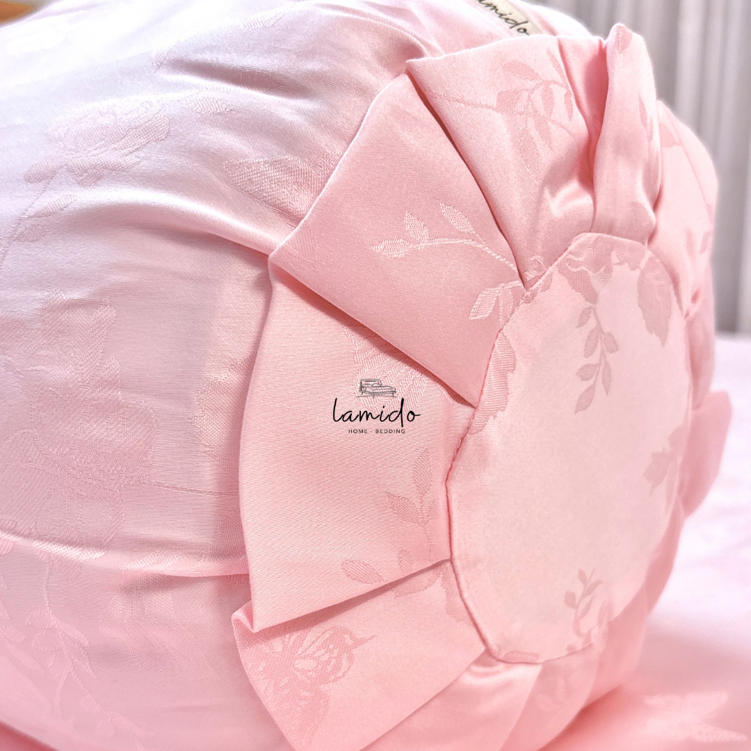 Bộ chăn ga gối 5 món lụa Tencel 80s Hồng Bướm Dệt Kim 12 Bộ chăn ga gối 5 món lụa Tencel 80s Hồng Bướm Dệt Kim - Image 12
