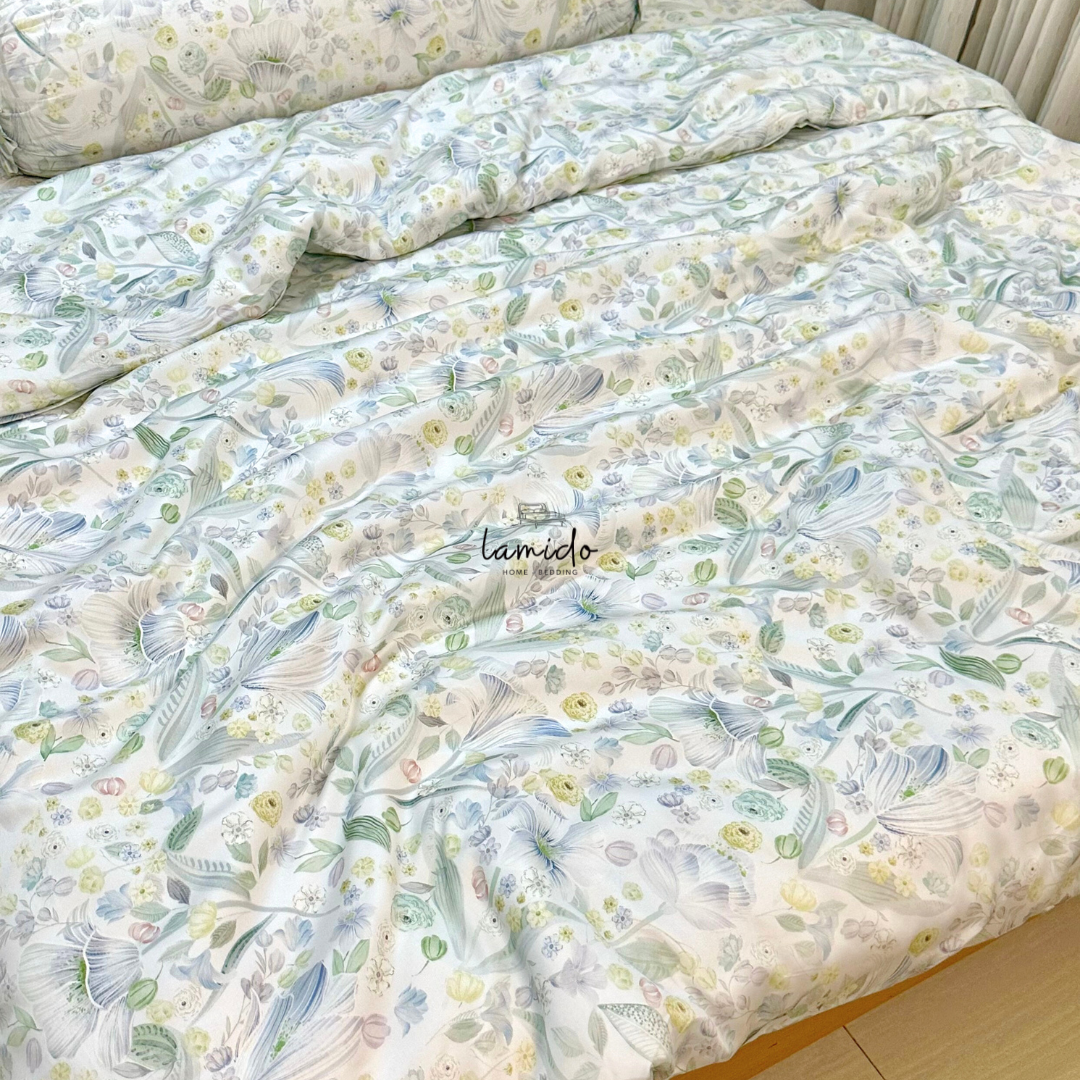 Bộ chăn ga gối 5 món lụa Tencel 80s Cỏ Xanh 3 Bộ chăn ga gối 5 món lụa Tencel 80s Cỏ Xanh - Image 3