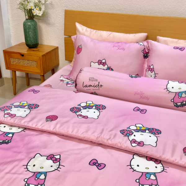 Bộ chăn ga gối 5 món tencel 80s Kitty 3 11 13 21