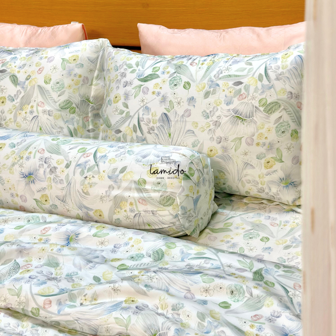 Bộ chăn ga gối 5 món lụa Tencel 80s Cỏ Xanh 6 Bộ chăn ga gối 5 món lụa Tencel 80s Cỏ Xanh - Image 6