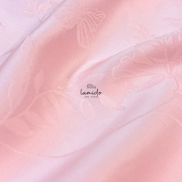 Ga trải giường lụa Tencel 80s Hồng Bướm Dệt Kim 18 14 41