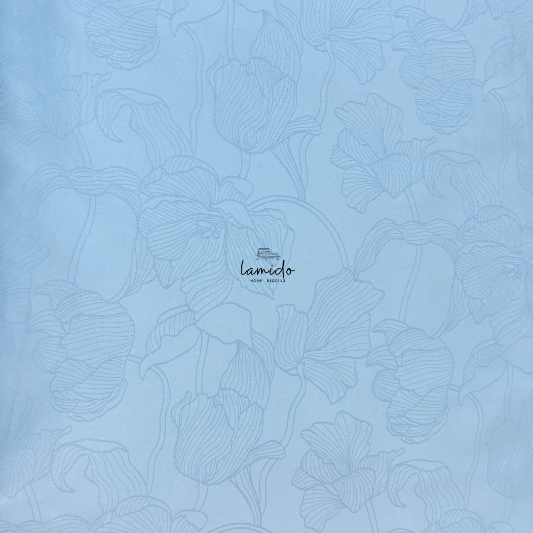 Ga trải giường lụa Tencel 80s Xanh Blue Lá Dệt kim 8 Ga trải giường lụa Tencel 80s Xanh Blue Lá Dệt kim - Image 8