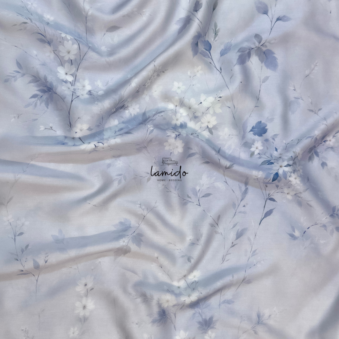 Ga trải giường lụa tencel 80s Hoa Xanh 8 Ga trải giường lụa tencel 80s Hoa Xanh - Image 8