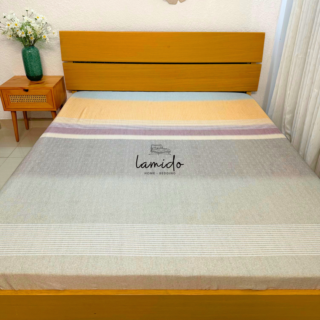 Bộ chăn ga gối 5 món lụa Tencel 80s Sọc Vàng 2 Bộ chăn ga gối 5 món lụa Tencel 80s Sọc Vàng - Image 2