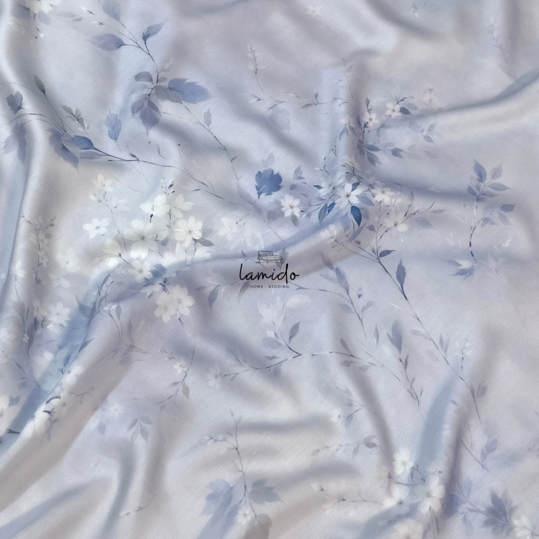 Ga trải giường lụa tencel 80s Hoa Xanh 11 Ga trải giường lụa tencel 80s Hoa Xanh - Image 11