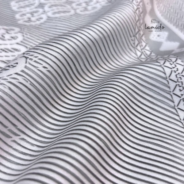 Ga trải giường lụa tencel 80s Sọc Xám Trắng 12 18 21
