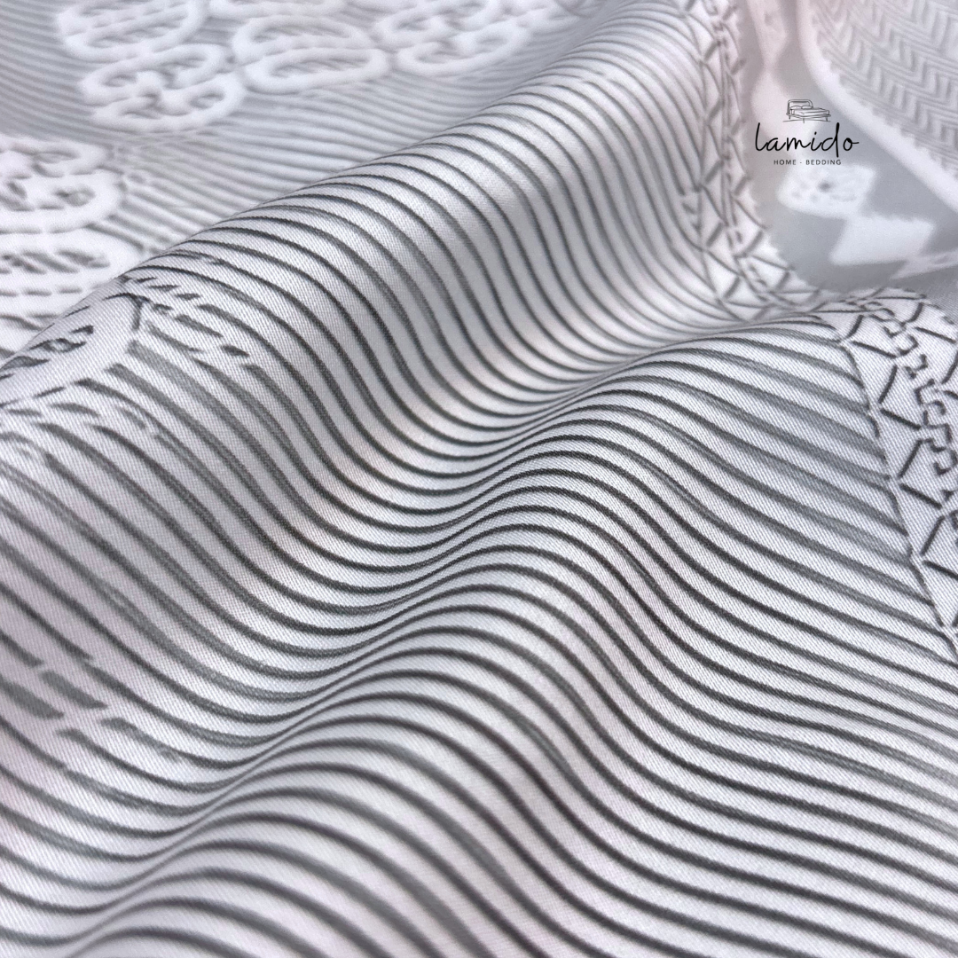 Ga trải giường lụa tencel 80s Sọc Xám Trắng 6 Ga trải giường lụa tencel 80s Sọc Xám Trắng - Image 6