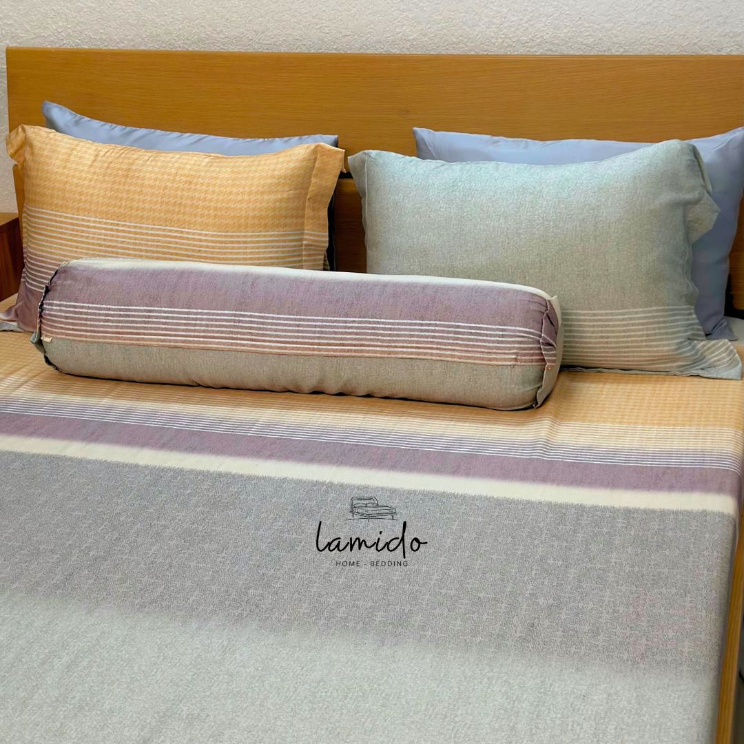 Bộ chăn ga gối 5 món lụa Tencel 80s Sọc Vàng 3 Bộ chăn ga gối 5 món lụa Tencel 80s Sọc Vàng - Image 3