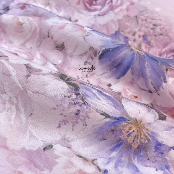 Ga trải giường lụa tencel 80s Hoa Tím Hồng 17 19 14