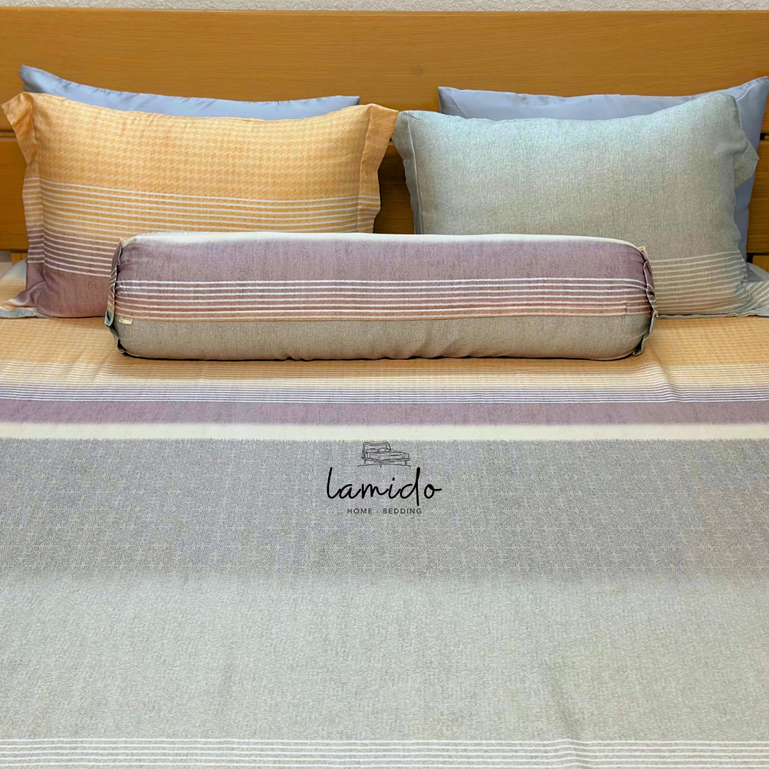 Bộ chăn ga gối 5 món lụa Tencel 80s Sọc Vàng 4 Bộ chăn ga gối 5 món lụa Tencel 80s Sọc Vàng - Image 4