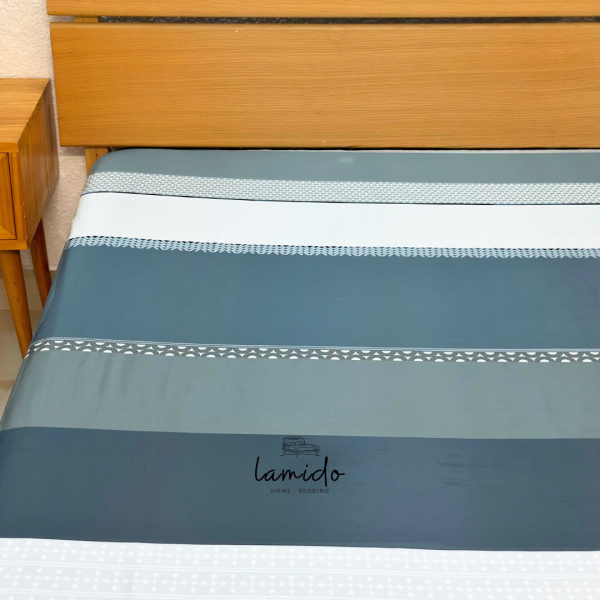 Ga trải giường lụa tencel 80s Sọc Xanh Xám - Image 4