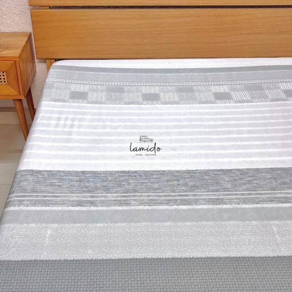 Ga trải giường lụa tencel 80s Sọc Xám Trắng 9 2 43