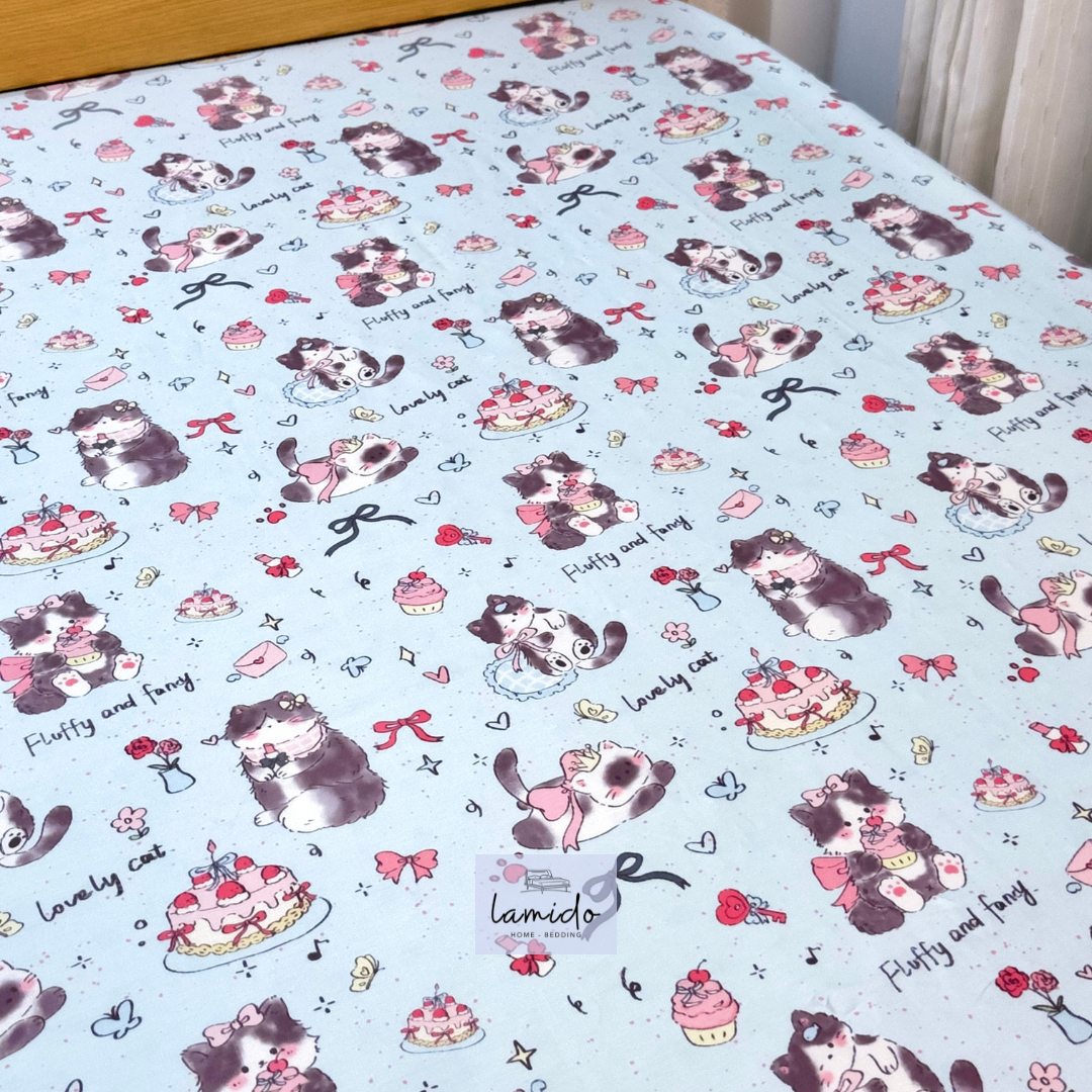 Ga trải giường lụa Tencel 80s Mèo Xanh 3 Ga trải giường lụa Tencel 80s Mèo Xanh - Image 3