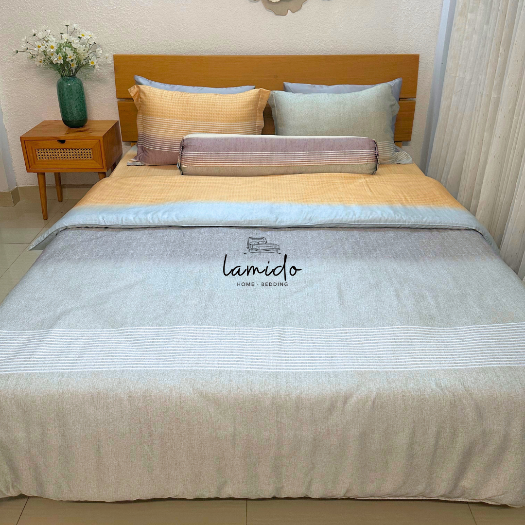 Bộ chăn ga gối 5 món lụa Tencel 80s Sọc Vàng 7 Bộ chăn ga gối 5 món lụa Tencel 80s Sọc Vàng - Image 7