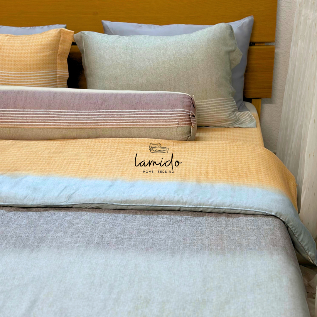 Bộ chăn ga gối 5 món lụa Tencel 80s Sọc Vàng 8 Bộ chăn ga gối 5 món lụa Tencel 80s Sọc Vàng - Image 8