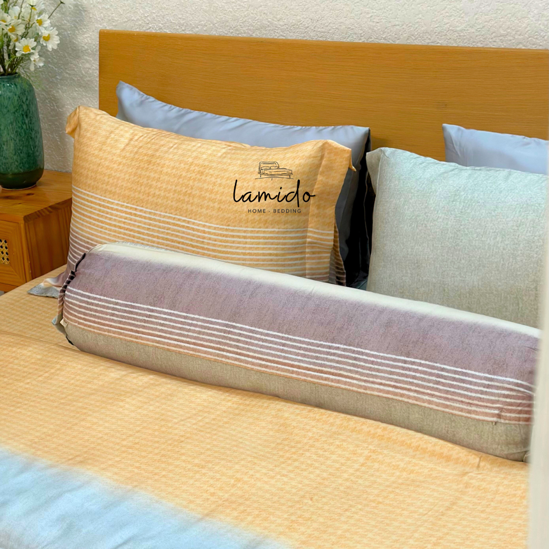 Bộ chăn ga gối 5 món lụa Tencel 80s Sọc Vàng 9 Bộ chăn ga gối 5 món lụa Tencel 80s Sọc Vàng - Image 9