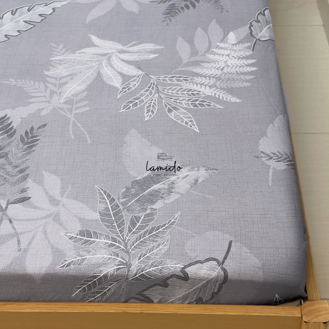 Ga trải giường lụa tencel 80s Lá Xám Chì 1 Ga trải giường lụa tencel 80s Lá Xám Chì