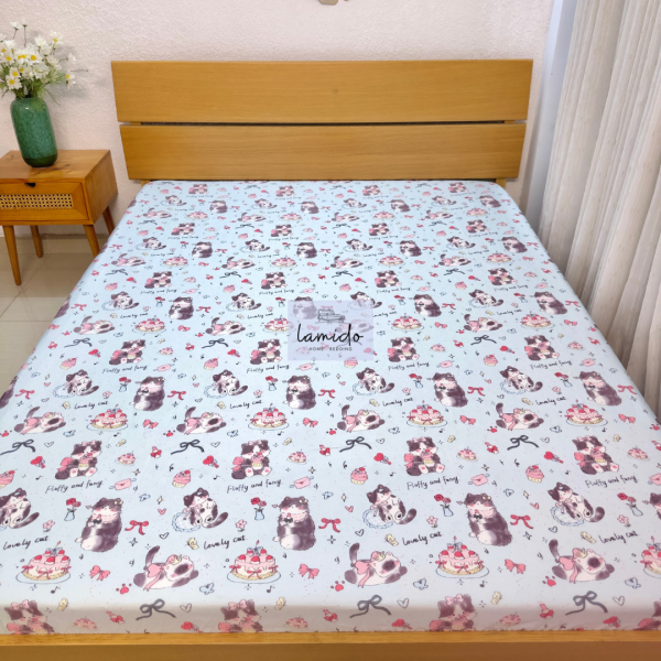 Ga trải giường lụa Tencel 80s Mèo Xanh