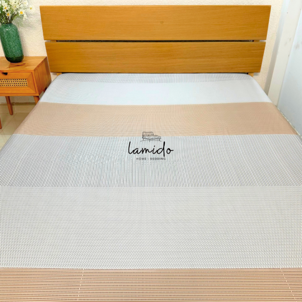 Ga trải giường lụa Tencel 80s Sọc Nâu
