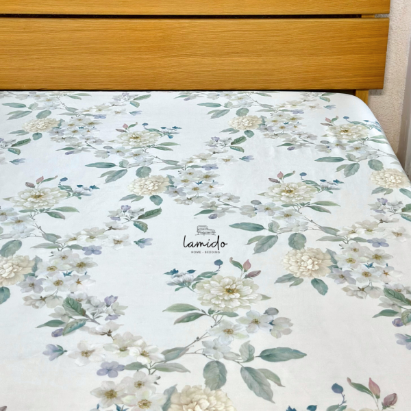 Ga trải giường lụa tencel 80s Hoa Xanh Tím