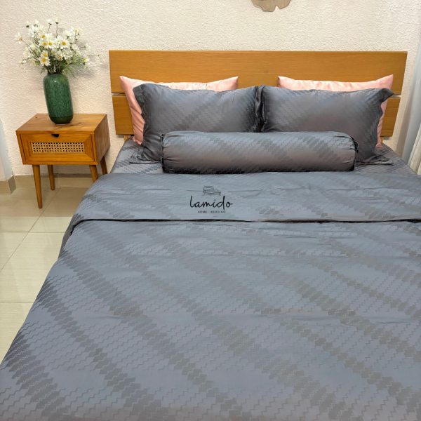 Ga trải giường lụa Tencel 80s Xám Ô Dệt kim 16 4 2 2