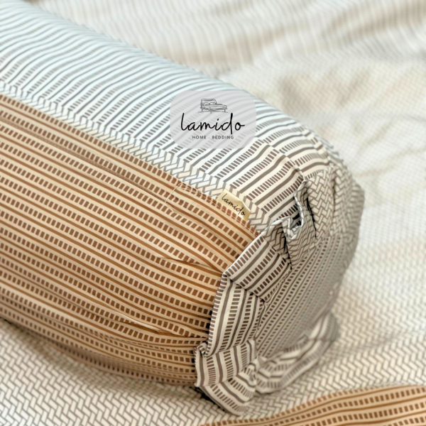 Bộ chăn ga gối 5 món Lụa Tencel 80s Sọc Nâu - Image 11