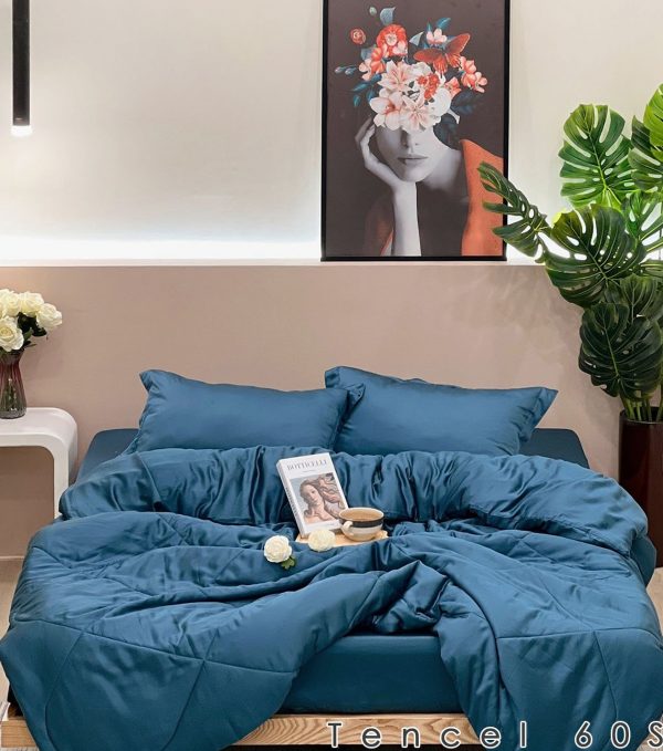 Bộ chăn ga gối 5 món Lụa Tencel Trơn 60s