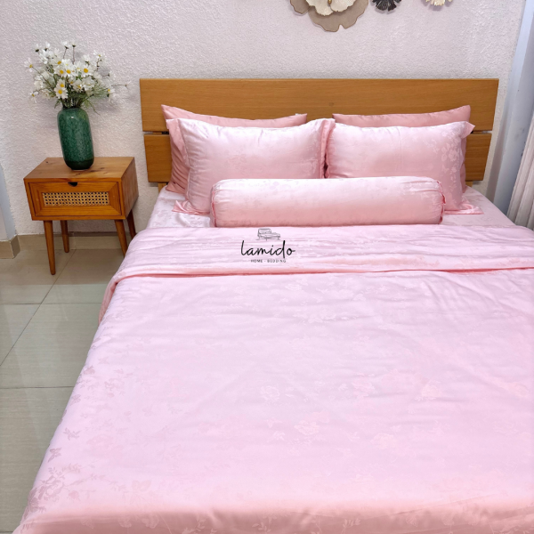 Ga trải giường lụa tencel 80s Hồng Bướm Dệt Kim 21 5 2 1
