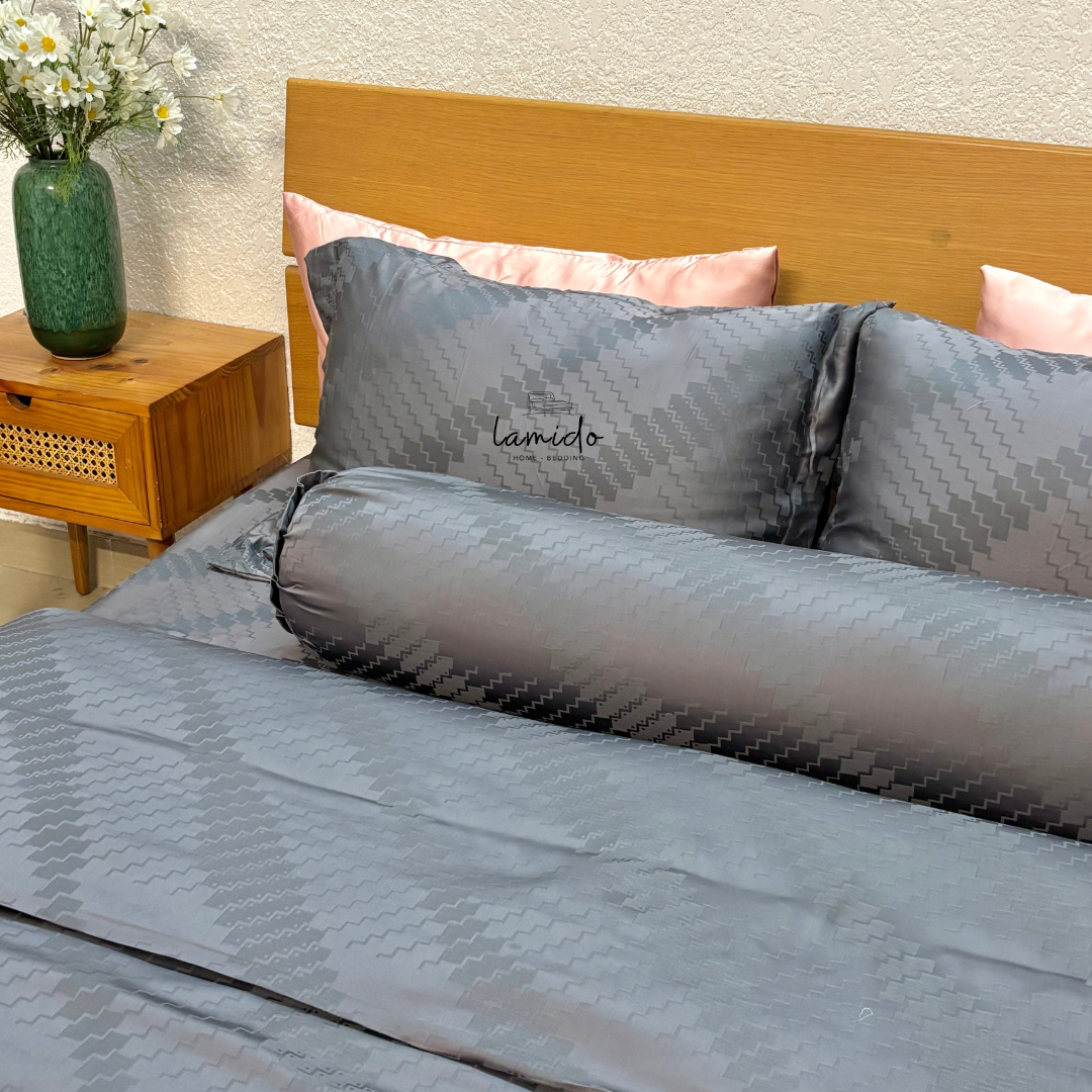 Ga trải giường lụa Tencel 80s Xám Ô Dệt kim 8 Ga trải giường lụa Tencel 80s Xám Ô Dệt kim - Image 8