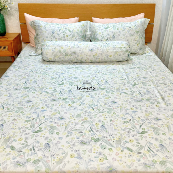 Bộ chăn ga gối 5 món lụa Tencel 80s Cỏ Xanh 25 7 21