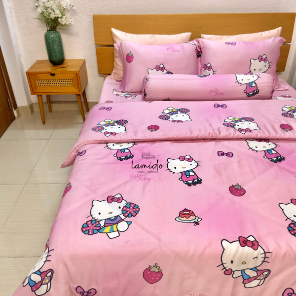 Bộ chăn ga gối 5 món tencel 80s Kitty 3 5 7 27