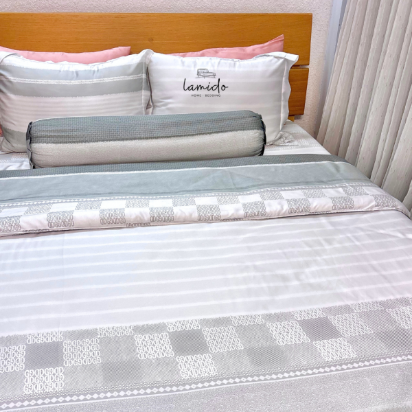 Chăn chần lụa tencel Sọc Xám Trắng 15 7 53