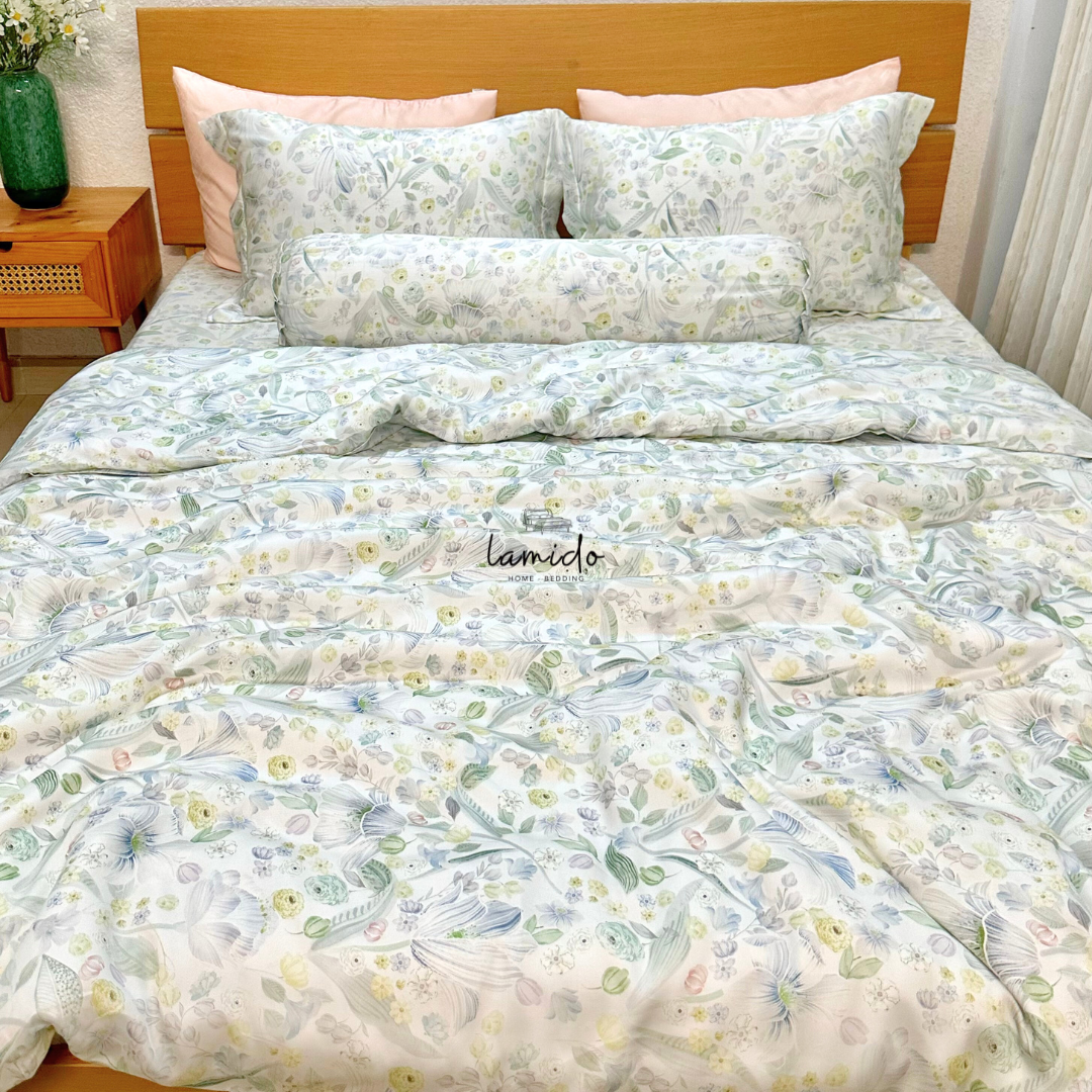 Bộ chăn ga gối 5 món lụa Tencel 80s Cỏ Xanh 11 Bộ chăn ga gối 5 món lụa Tencel 80s Cỏ Xanh - Image 11