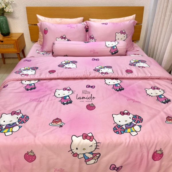 Bộ chăn ga gối 5 món tencel 80s Kitty 3 6 8 24