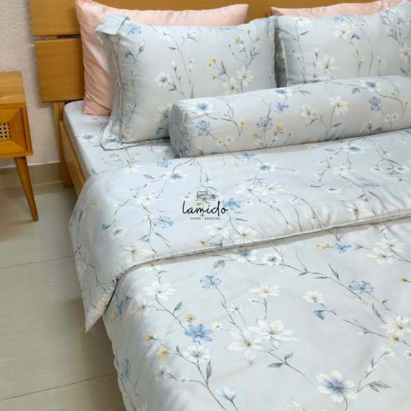 Chăn chần lụa tencel 80s Bông Xanh Nhạt - Image 4